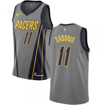 Men's Nike Indiana Pacers #11 Domantas Sabonis Gray NBA Swingman City Edition 2018-19 Jersey