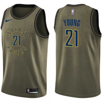 Men's Nike Indiana Pacers #21 Thaddeus Young Green Salute to Service NBA Swingman Jersey