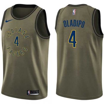 Men's Nike Indiana Pacers #4 Victor Oladipo Green Salute to Service NBA Swingman Jersey