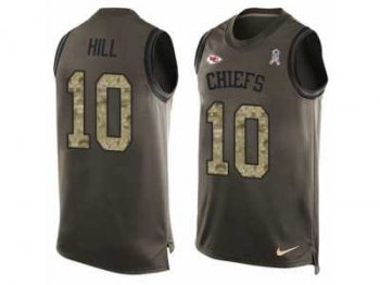 Men's Nike Kansas City Chiefs #10 Tyreek Hill Limited Green Salute to Service Tank Top NFL Jersey