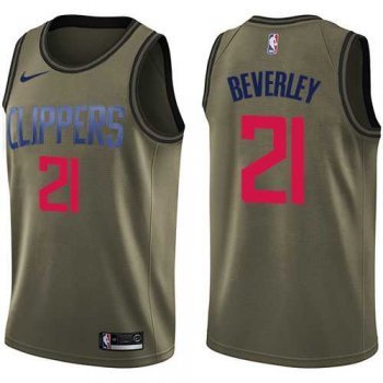 Men's Nike Los Angeles Clippers #21 Patrick Beverley Green Salute to Service NBA Swingman Jersey