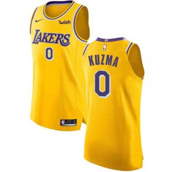 Men's Nike Los Angeles Lakers #0 Kyle Kuzma Gold NBA Authentic Icon Edition Jersey