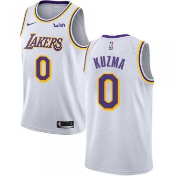 Men's Nike Los Angeles Lakers #0 Kyle Kuzma White NBA Swingman Association Edition Jersey