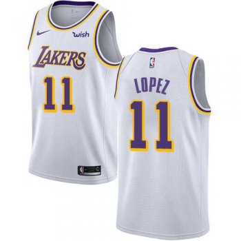 Men's Nike Los Angeles Lakers #11 Brook Lopez White NBA Swingman Association Edition Jersey