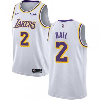 Men's Nike Los Angeles Lakers #2 Lonzo Ball White NBA Swingman Association Edition Jersey