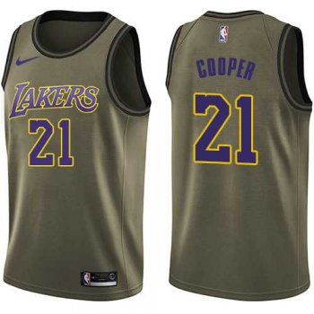 Men's Nike Los Angeles Lakers #21 Michael Cooper Green Salute to Service NBA Swingman Jersey