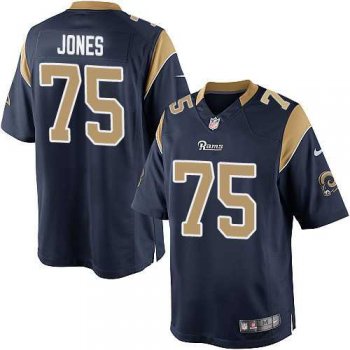 Men's Nike Los Angeles Rams #75 Deacon Jones Limited Navy Blue Team Color NFL Jersey