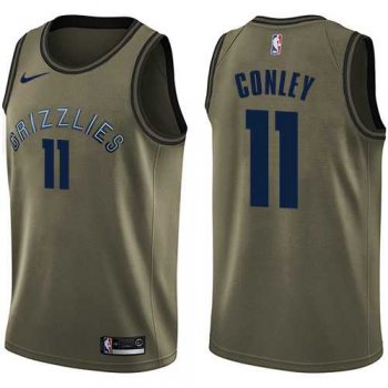 Men's Nike Memphis Grizzlies #11 Mike Conley Green Salute to Service NBA Swingman Jersey