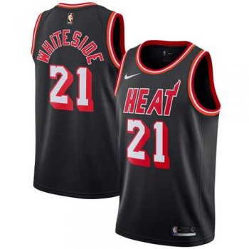 Men's Nike Miami Heat #21 Hassan Whiteside Black NBA Swingman Hardwood Classics Jersey