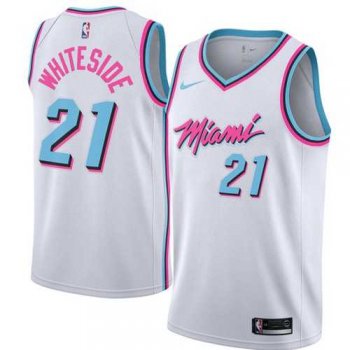 Men's Nike Miami Heat #21 Hassan Whiteside White NBA Swingman City Edition Jersey