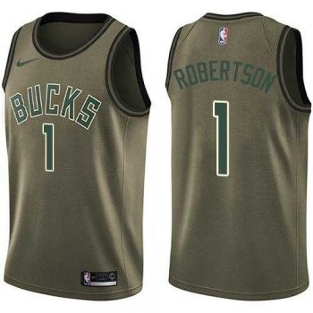 Men's Nike Milwaukee Bucks #1 Oscar Robertson Green Salute to Service NBA Swingman Jersey