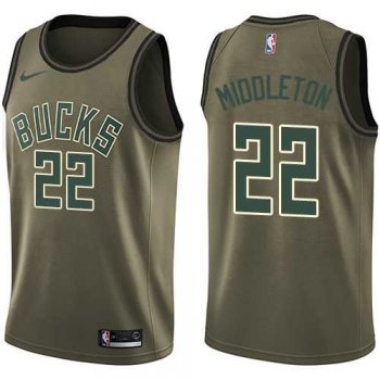 Men's Nike Milwaukee Bucks #22 Khris Middleton Green Salute to Service NBA Swingman Jersey