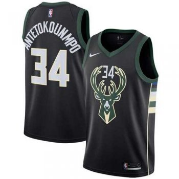 Men's Nike Milwaukee Bucks #34 Giannis Antetokounmpo Black NBA Swingman Statement Edition Jersey