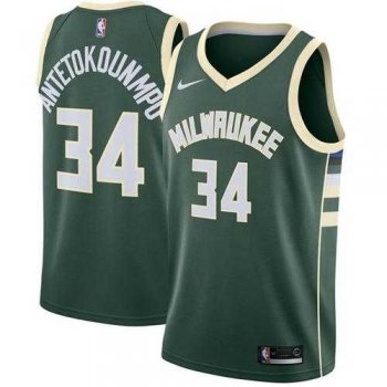 Men's Nike Milwaukee Bucks #34 Giannis Antetokounmpo Green NBA Swingman Icon Edition Jersey