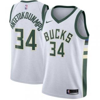 Men's Nike Milwaukee Bucks #34 Giannis Antetokounmpo White NBA Swingman Association Edition Jersey