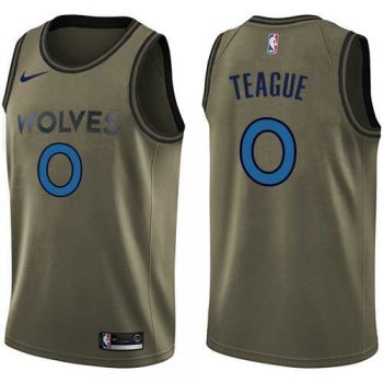 Men's Nike Minnesota Timberwolves #0 Jeff Teague Green Salute to Service NBA Swingman Jersey