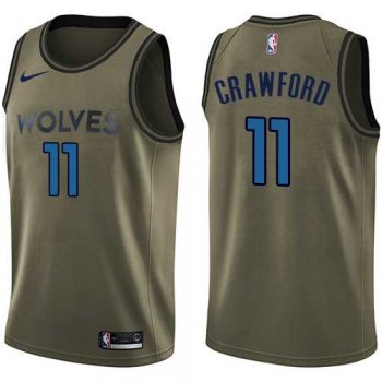 Men's Nike Minnesota Timberwolves #11 Jamal Crawford Green Salute to Service NBA Swingman Jersey