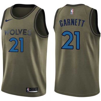 Men's Nike Minnesota Timberwolves #21 Kevin Garnett Green Salute to Service NBA Swingman Jersey