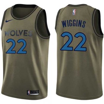 Men's Nike Minnesota Timberwolves #22 Andrew Wiggins Green Salute to Service NBA Swingman Jersey