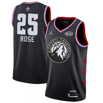 Men's Nike Minnesota Timberwolves #25 Derrick Rose Black Basketball Jordan Swingman 2019 All-Star Game Jersey