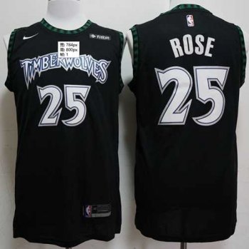 Men's Nike Minnesota Timberwolves #25 Derrick Rose Black NBA Swingman Hardwood Classics Jersey