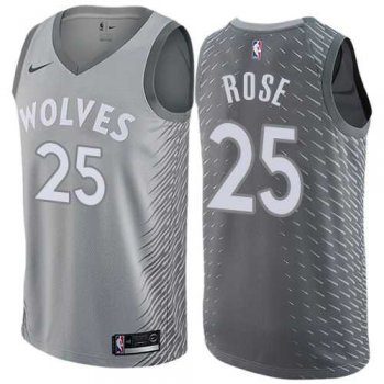 Men's Nike Minnesota Timberwolves #25 Derrick Rose Silver NBA Swingman City Edition Jersey