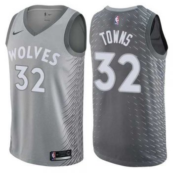 Men's Nike Minnesota Timberwolves #32 Karl-Anthony Towns Gray NBA Swingman City Edition Jersey