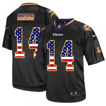 Men's Nike Minnesota Vikings #14 Stefon Diggs Elite Black USA Flag Fashion NFL Jersey