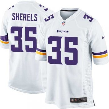 Men's Nike Minnesota Vikings #35 Marcus Sherels White Game NFL Jersey