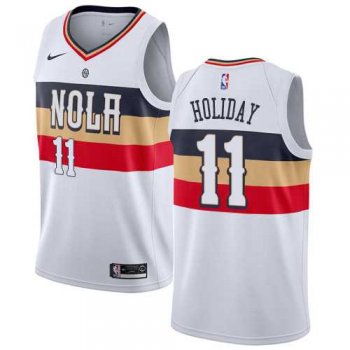 Men's Nike New Orleans Pelicans #11 Jrue Holiday White NBA Swingman Earned Edition Jersey