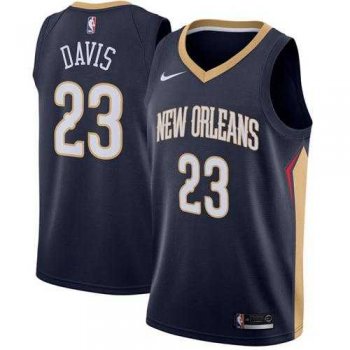 Men's Nike New Orleans Pelicans #23 Anthony Davis Navy NBA Swingman Icon Edition Jersey