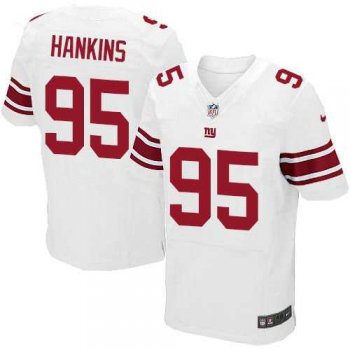 Men's Nike New York Giants #95 Johnathan Hankins Elite White Jersey