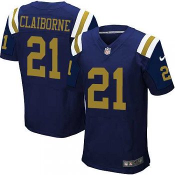 Men's Nike New York Jets #21 Morris Claiborne Elite Navy Blue Alternate Nike NFL