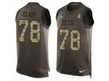 Men's Nike New York Jets #78 Ryan Clady Limited Green Salute to Service Tank Top NFL Jersey