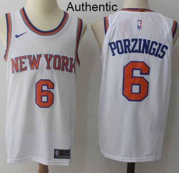 Men's Nike New York Knicks #6 Kristaps Porzingis White NBA Authentic Association Edition Jersey