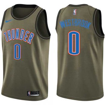 Men's Nike Oklahoma City Thunder #0 Russell Westbrook Green Salute to Service NBA Swingman Jersey