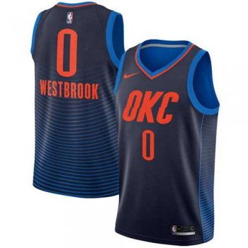 Men's Nike Oklahoma City Thunder #0 Russell Westbrook Navy Blue Statement Edition NBA Swingman Jersey