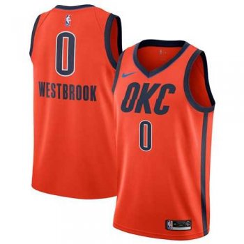 Men's Nike Oklahoma City Thunder #0 Russell Westbrook Orange NBA Swingman Earned Edition Jersey