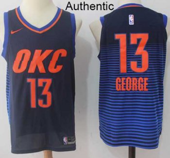 Men's Nike Oklahoma City Thunder #13 Paul George Navy Blue NBA Authentic Statement Edition Jersey