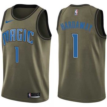 Men's Nike Orlando Magic #1 Penny Hardaway Green Salute to Service NBA Swingman Jersey