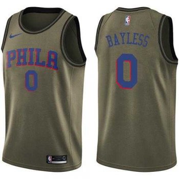 Men's Nike Philadelphia 76ers #0 Jerryd Bayless Green Salute to Service NBA Swingman Jersey