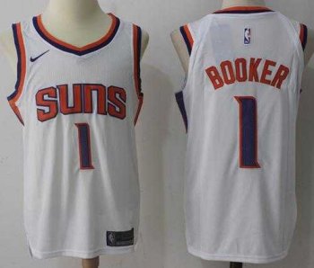 Men's Nike Phoenix Suns #1 Devin Booker White NBA Swingman Jersey