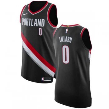 Men's Nike Portland Trail Blazers #0 Damian Lillard Black NBA Authentic Icon Edition Jersey