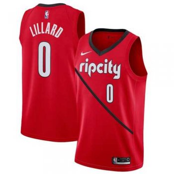 Men's Nike Portland Trail Blazers #0 Damian Lillard Red NBA Swingman Earned Edition Jersey