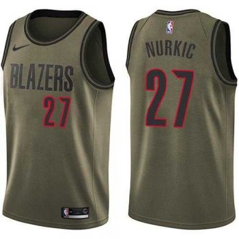 Men's Nike Portland Trail Blazers #27 Jusuf Nurkic Green Salute to Service NBA Swingman Jersey