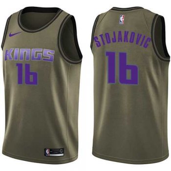 Men's Nike Sacramento Kings #16 Peja Stojakovic Green Salute to Service NBA Swingman Jersey