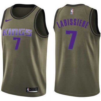 Men's Nike Sacramento Kings #7 Skal Labissiere Green Salute to Service NBA Swingman Jersey