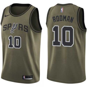 Men's Nike San Antonio Spurs #10 Dennis Rodman Green Salute to Service NBA Swingman Jersey