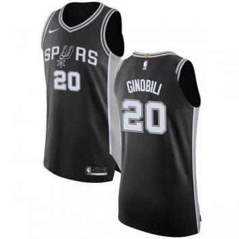 Men's Nike San Antonio Spurs #20 Manu Ginobili Black NBA Authentic Icon Edition Jersey