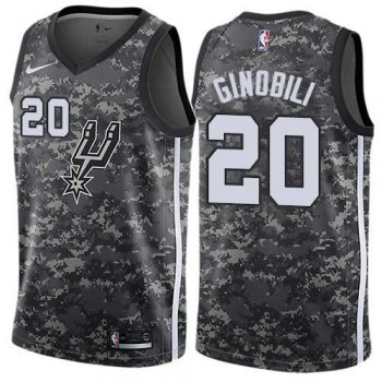 Men's Nike San Antonio Spurs #20 Manu Ginobili Black NBA Swingman City Edition 2018-19 Jersey